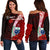 Samoa Polynesian Custom Personalised Women's Off Shoulder Sweater - Coat Of Arm With Hibiscus Red - Polynesian Pride