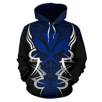Kanaka Map Hoodie Blue Armor Style - Polynesian Pride