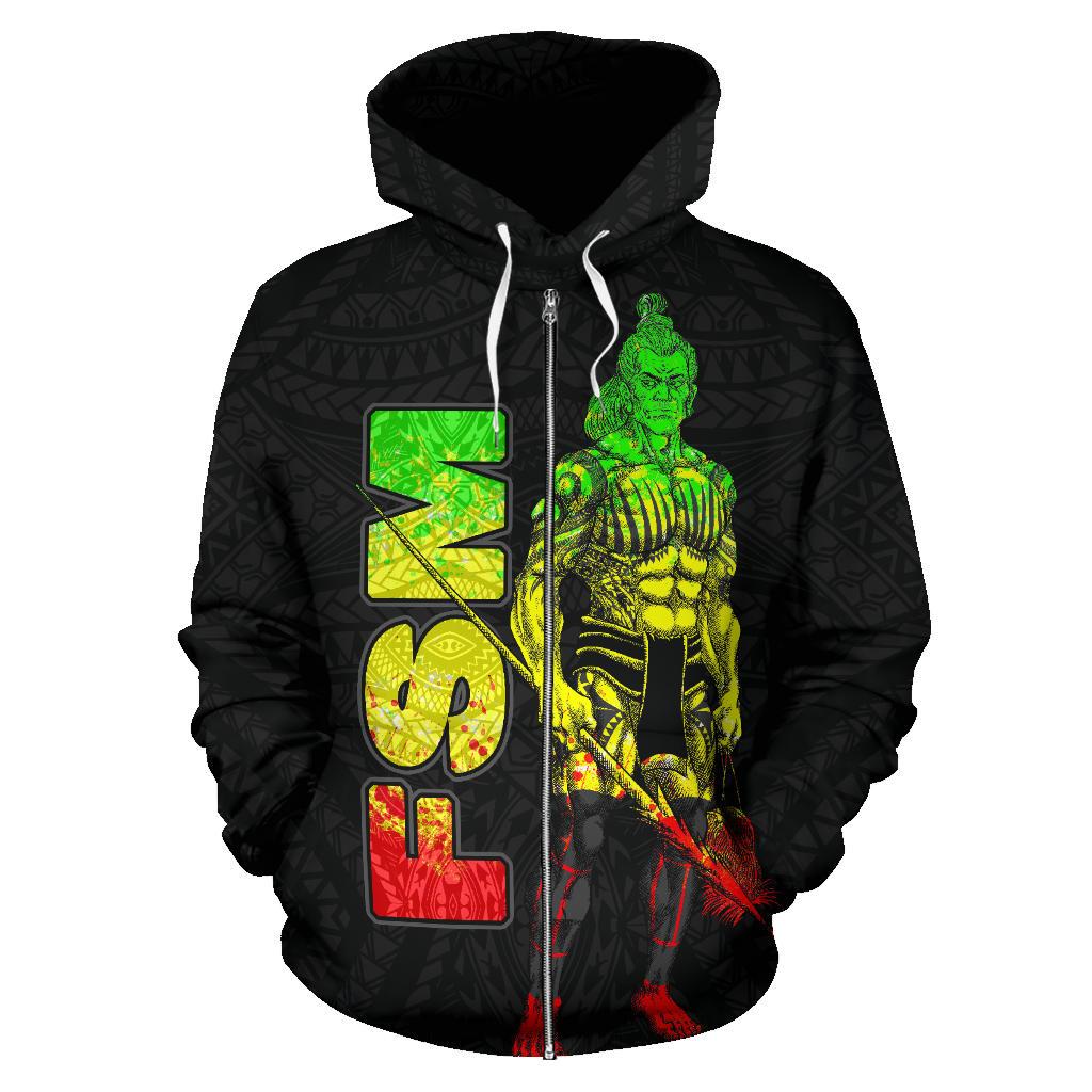 Federates States of Micronesia Zip up Hoodie Micronesian Warrior Reggae - Polynesian Pride