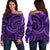 New Zealand Maori Mangopare Women Off Shoulder Sweater Polynesian - Purple Purple - Polynesian Pride