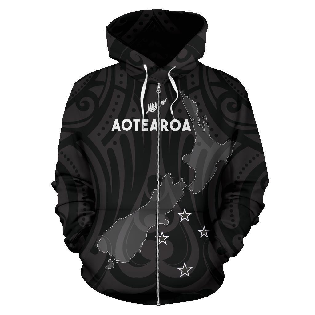 New Zealand Aoteroa Maori Zip up Hoodie - Polynesian Pride