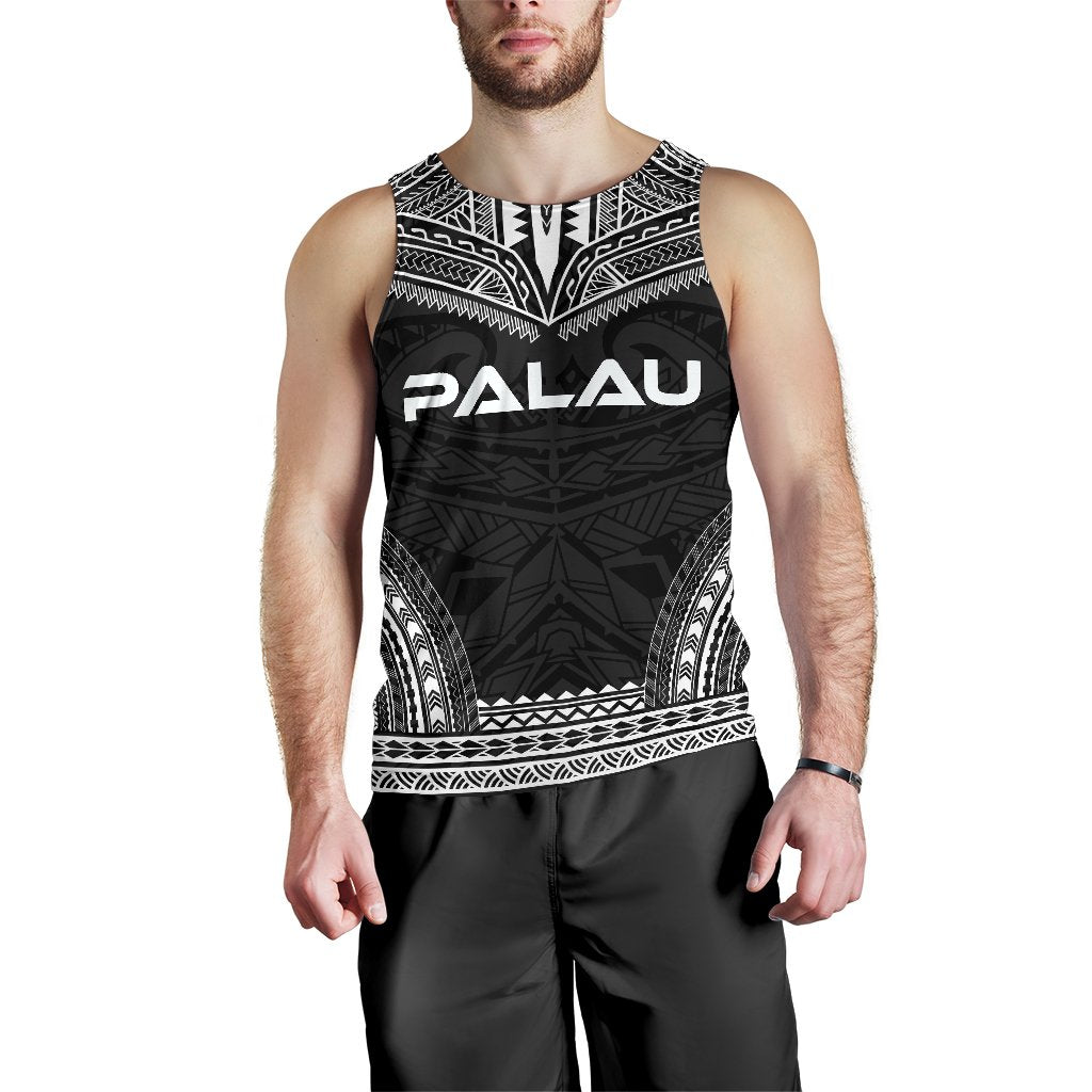 Palau Men's Tank Top - Polynesian Chief Black Version Black - Polynesian Pride