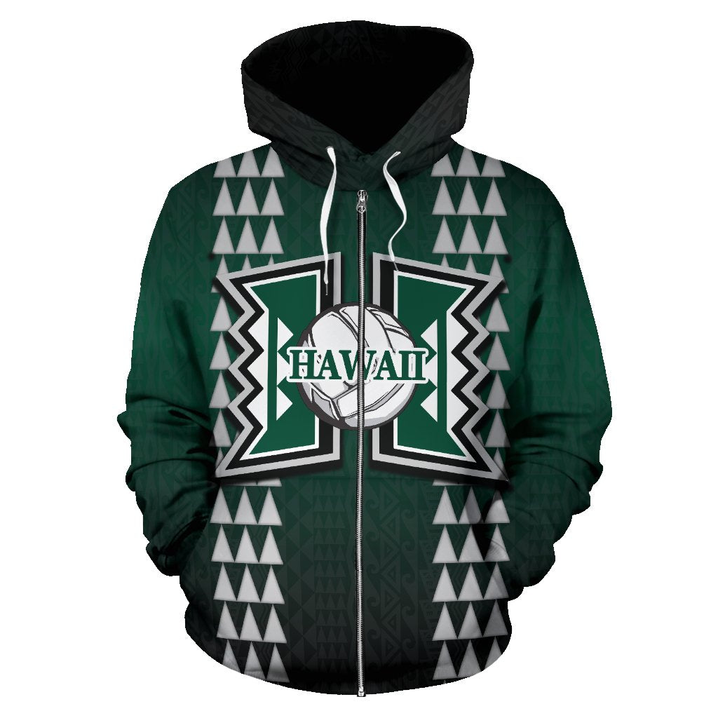 Polynesian Hawaii Zip up Hoodie Volleyball Hawaiian Pattern - Polynesian Pride