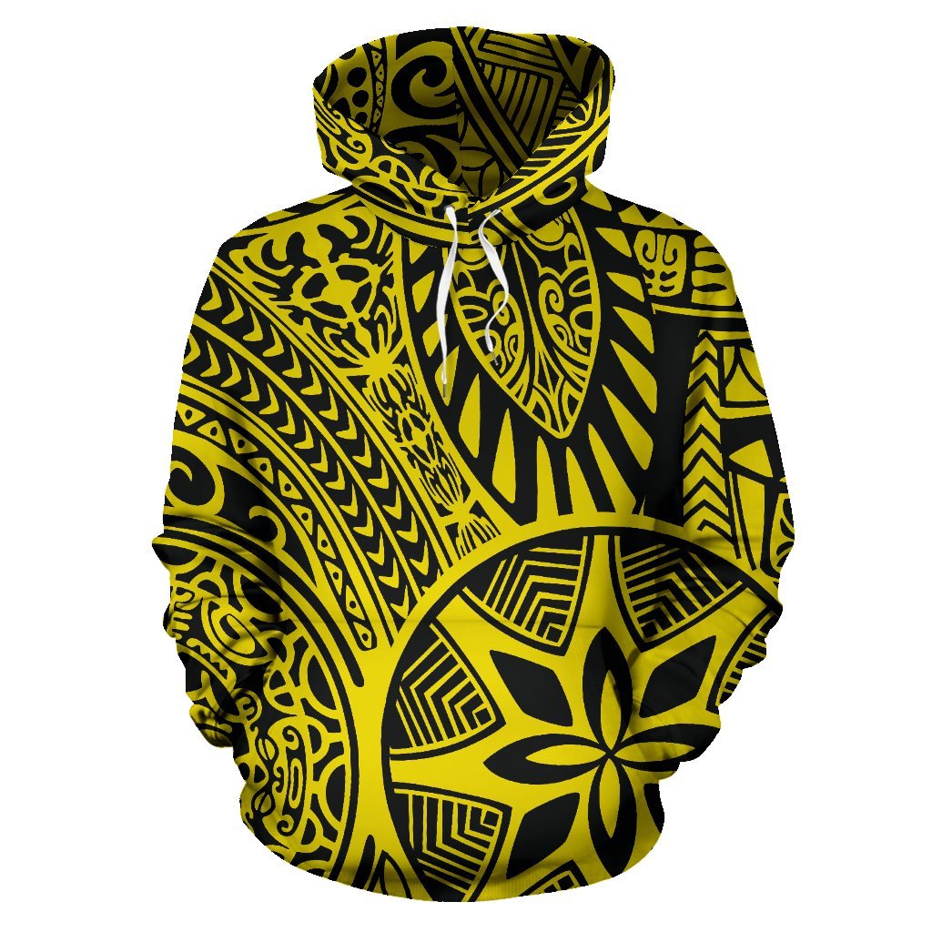 Hawaii Hoodie Polynesian Hawaiian Style Tribal Tattoo Yellow Pullover Unisex Art - Polynesian Pride