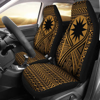 Nauru Car Seat Cover - Nauru Flag Polynesian Tattoo Gold Universal Fit Gold - Polynesian Pride