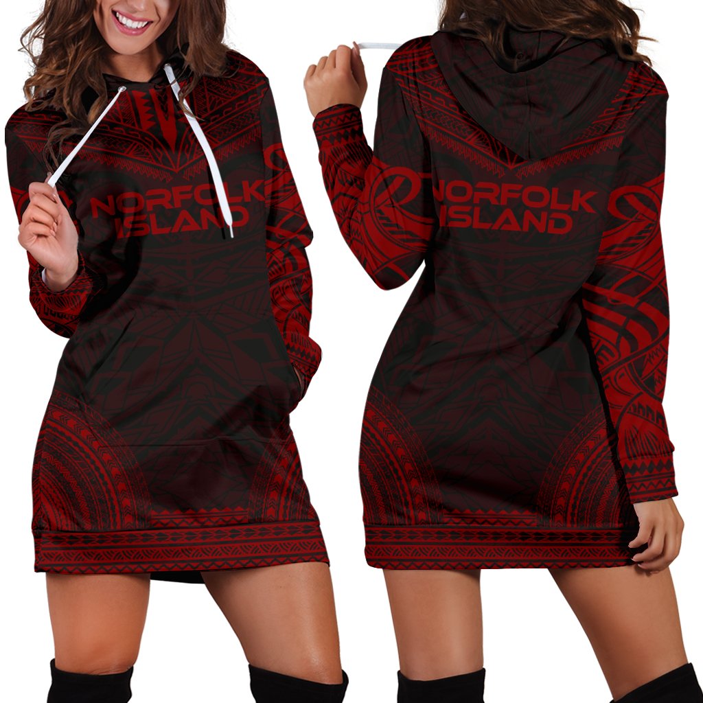 Norfolk Island Women's Hoodie Dress - Polynesian Red Chief Red - Polynesian Pride