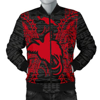 Papua New Guinea Polynesian Men's Bomber Jacket Map Red Red - Polynesian Pride