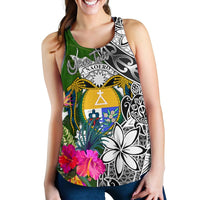 Nauru Custom Personalised Women's Racerback Tank White - Turtle Plumeria Banana Leaf Crest - Polynesian Pride