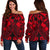 Tonga Polynesian Women's Off Shoulder Sweater - Tonga Red Seal with Polynesian tattoo Red - Polynesian Pride