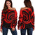 New Zealand Maori Mangopare Women Off Shoulder Sweater Polynesian - Red Red - Polynesian Pride