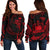 Samoa Polynesian Custom Personalised Women's Off Shoulder Sweater - Red Tribal Wave Red - Polynesian Pride