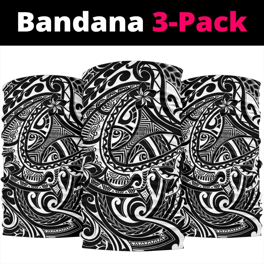 Polynesian Plumeria Tattoo White Unisex Bandana One Size White - Polynesian Pride