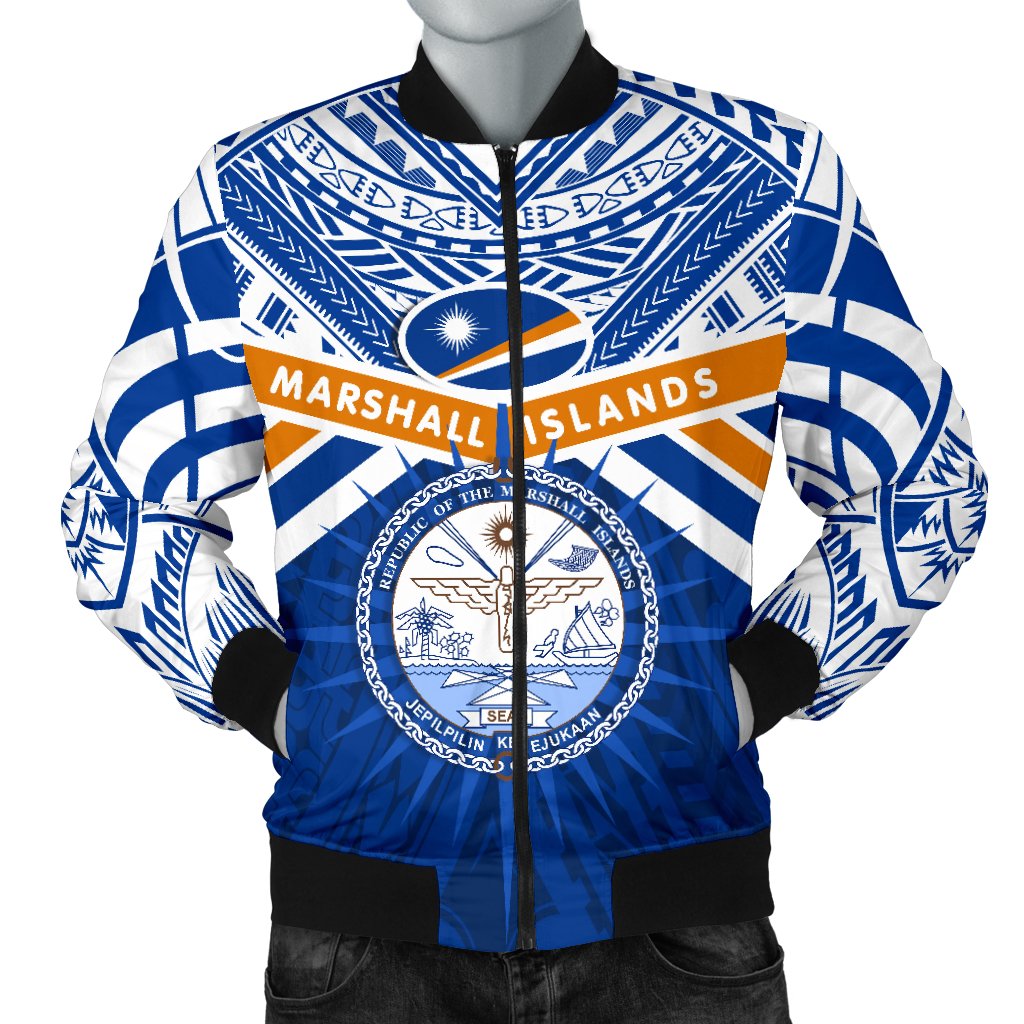 Marshall Islands Rugby Men Bomber Jacket Forever Blue - Polynesian Pride
