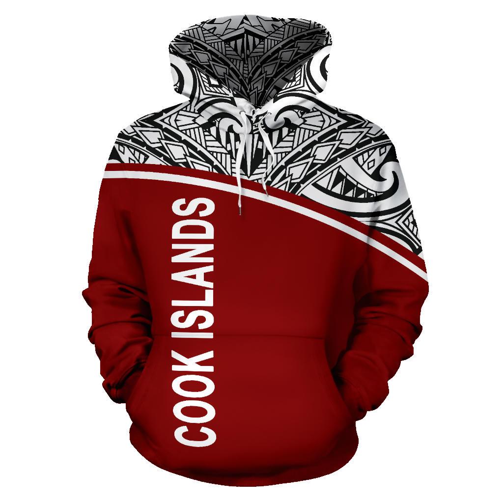Cook Islands Polynesian Hoodie Curve Red - Polynesian Pride