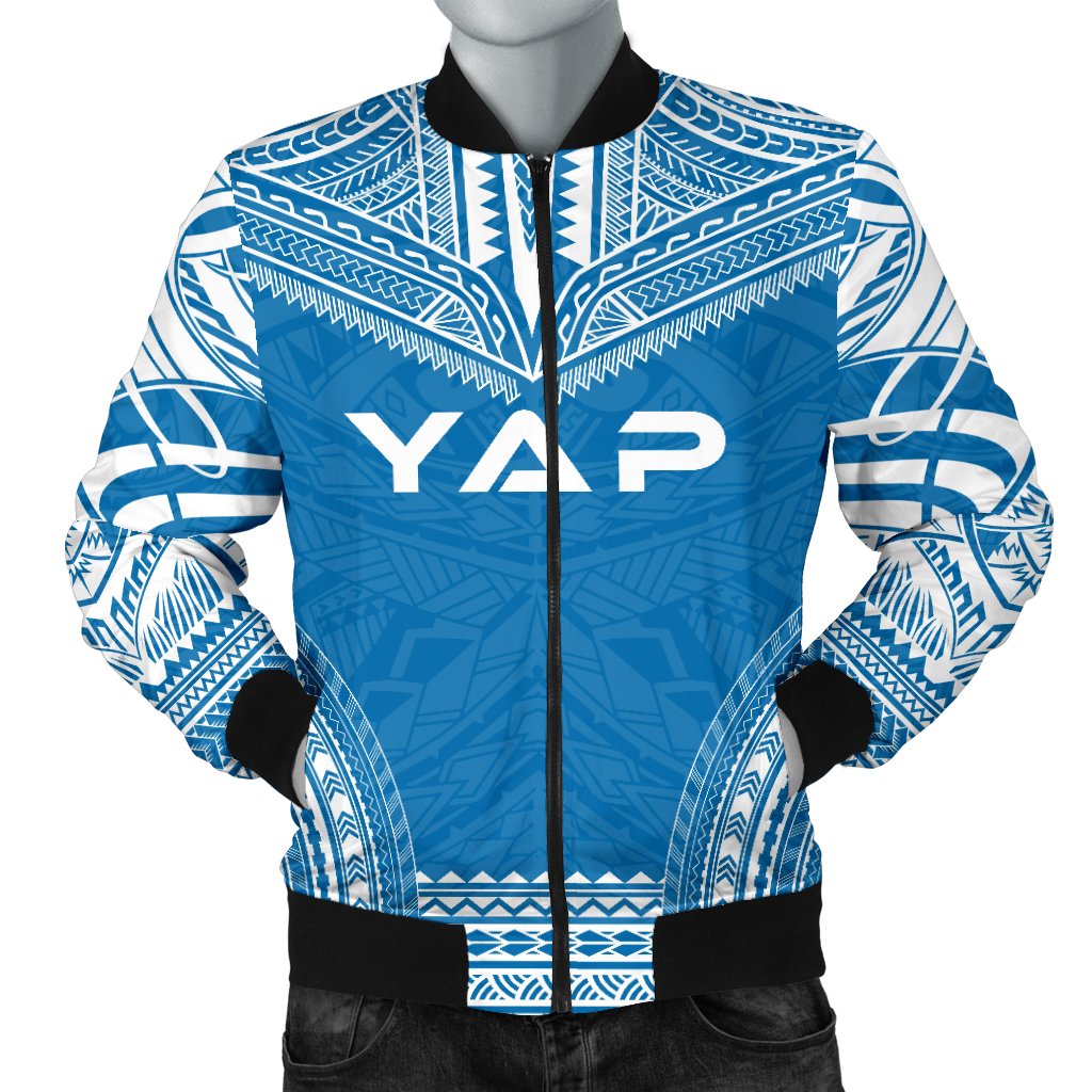 Yap Flag Polynesian Chief Men's Bomber Jacket Blue - Polynesian Pride