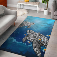 Turtle And Humuhumunukunukuapua'a Area Rug AH Black - Polynesian Pride