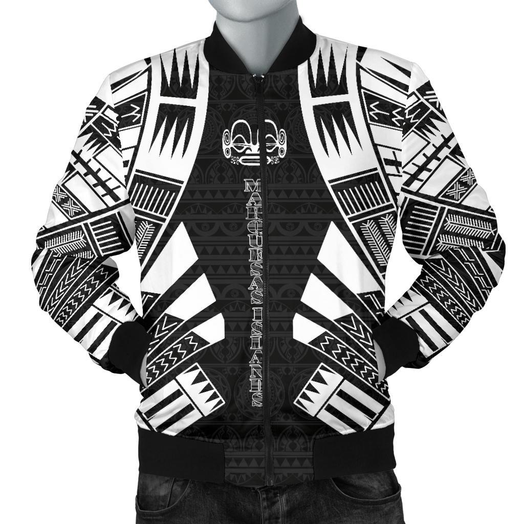 Marquesas Islands Men Bomber Jackets - Polynesian Tattoo Black Black - Polynesian Pride