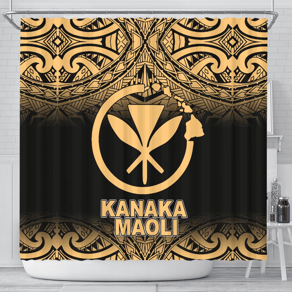 Kanaka Maoli Shower Curtain - Yellow Fog Style 177 x 172 (cm) Yellow - Polynesian Pride