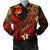 Hawaii Polynesian Men's Bomber Jacket - Plumeria Flowers And Waves Red - Polynesian Pride