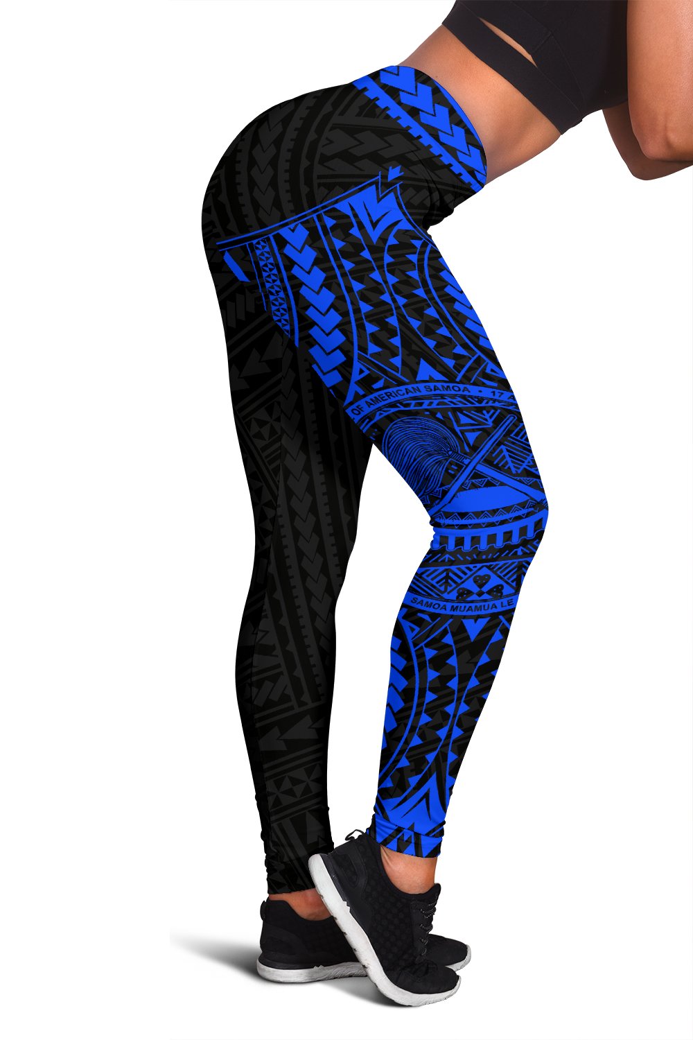 American Samoa Leggings - Blue Tattoo Art - Polynesian Pride