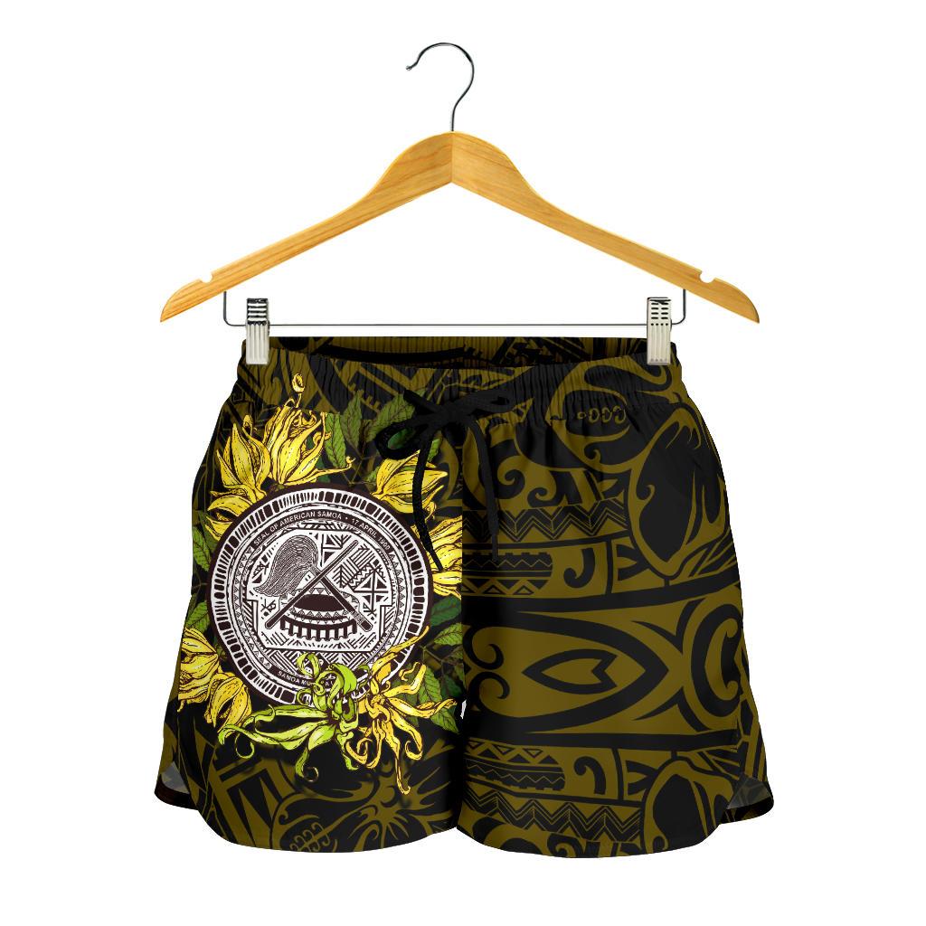 American samoa All Over Print Women's Shorts - Ylang Ylang Flowers - Polynesian Pride