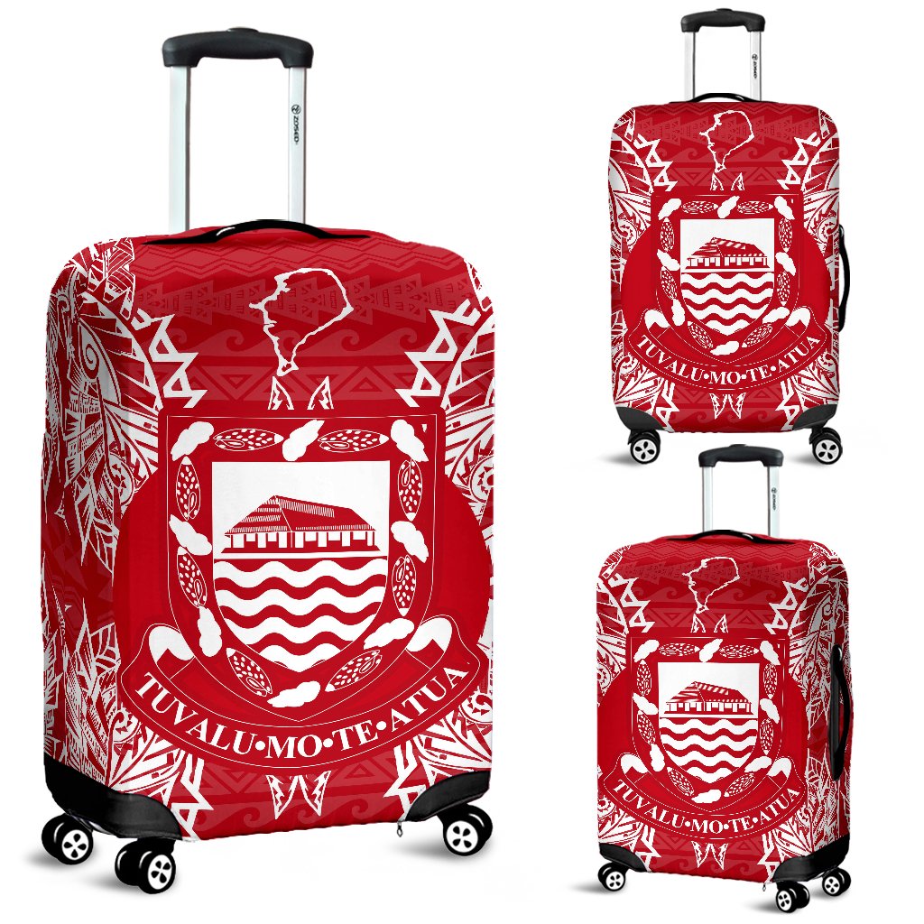 Tuvalu Polynesian Luggage Covers Map Red White Red - Polynesian Pride