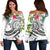 Polynesian Hawaii Women's Off Shoulder Sweater - Summer Plumeria (White) White - Polynesian Pride