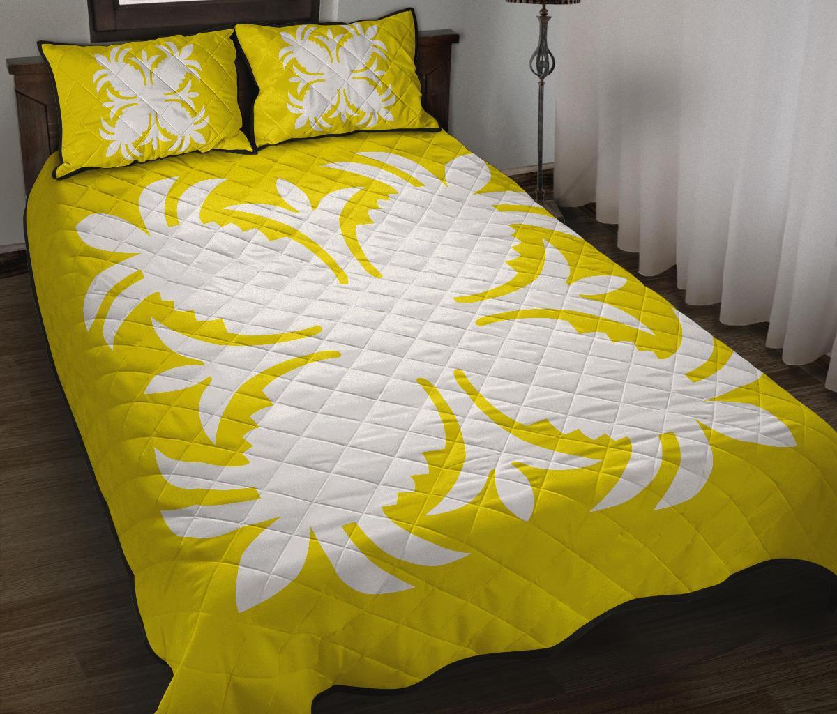 Hawaiian Quilt Bed Set Royal Pattern - Yellow - A2 Style Yellow - Polynesian Pride