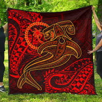 Chuuk Premium Quilt - Red Shark Polynesian Tattoo Red - Polynesian Pride