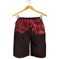 New Zealand All Over Print Men'S Shorts, Maori Polynesian Tattoo Red Red - Polynesian Pride
