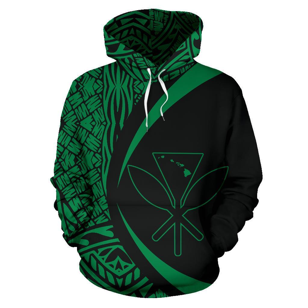 Polynesian Kanaka Maoli Map of Hawaii Hoodie Green Circle Style - Polynesian Pride