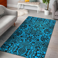 Polynesian Blue And Black Area Rug - Polynesian Pride