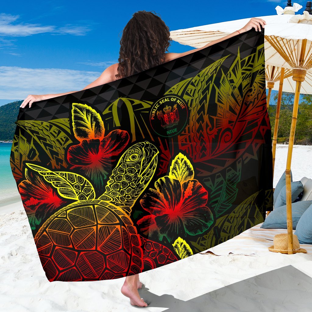 Niue Sarong - Turtle Hibiscus Pattern Reggae Women One Size Reggae - Polynesian Pride