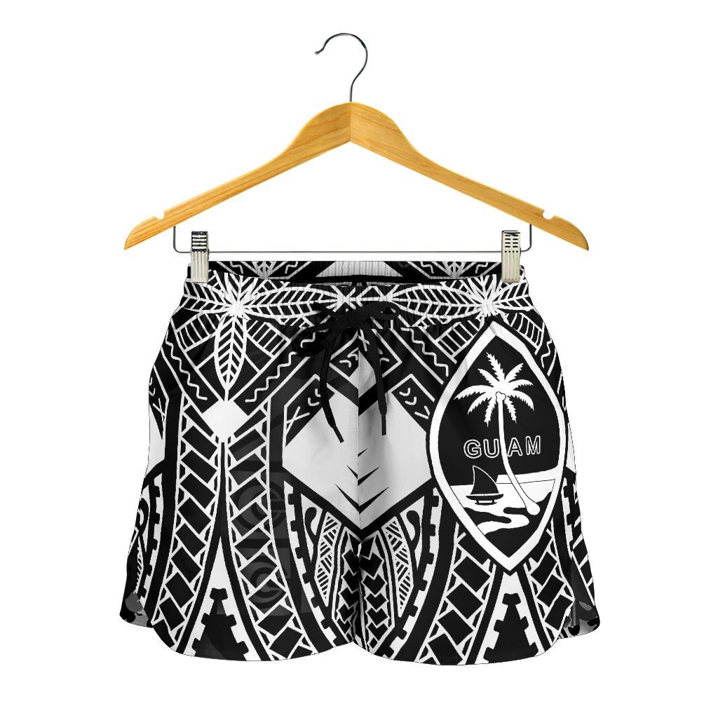 Guam Polynesian Women's Shorts - Guam White Seal with Polynesian Tattoo Ver 01 - Polynesian Pride