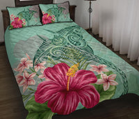 Hawaii Manta Ray Tropical Hibiscus Plumeria Quilt Bed Set - Polynesian Pride
