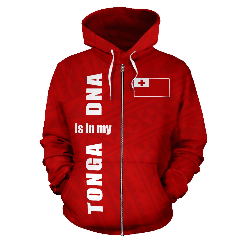 Tonga Zip up Hoodie Tonga Flag Coat of Arms Is In My DNA - Polynesian Pride