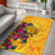 Polynesian Hawaii Kanaka Maoli Area Rug - Hibiscus Flowers & Polynesian Patterns Yellow - Polynesian Pride