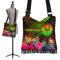 Tahiti Polynesian Personalised Crossbody Boho Handbag - Hibiscus and Banana Leaves - Polynesian Pride