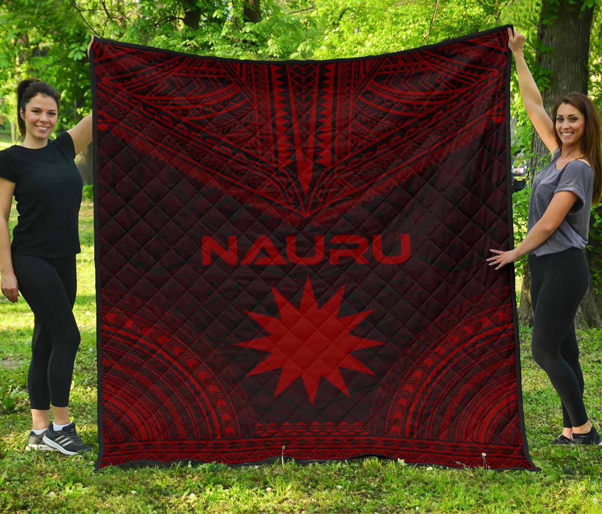 Nauru Premium Quilt - Nauru Flag Polynesian Chief Red Version Red - Polynesian Pride