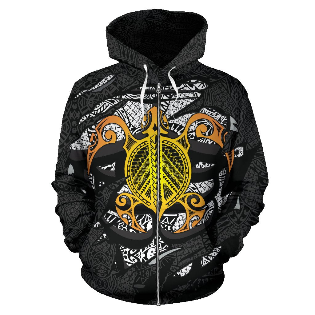 Honu Polynesian Gray Hawaii Turtle Hoodie (Zip) - Polynesian Pride
