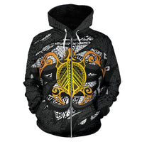 Honu Polynesian Gray Hawaii Turtle Hoodie (Zip) - Polynesian Pride
