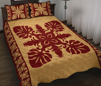 Hawaiian Quilt Pattern Palm Tree And Pineapple New Quilt Bed Set - Polynesian Pride
