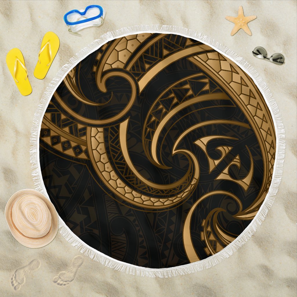 New Zealand Maori Mangopare Beach Blanket Polynesian - Gold - Polynesian Pride