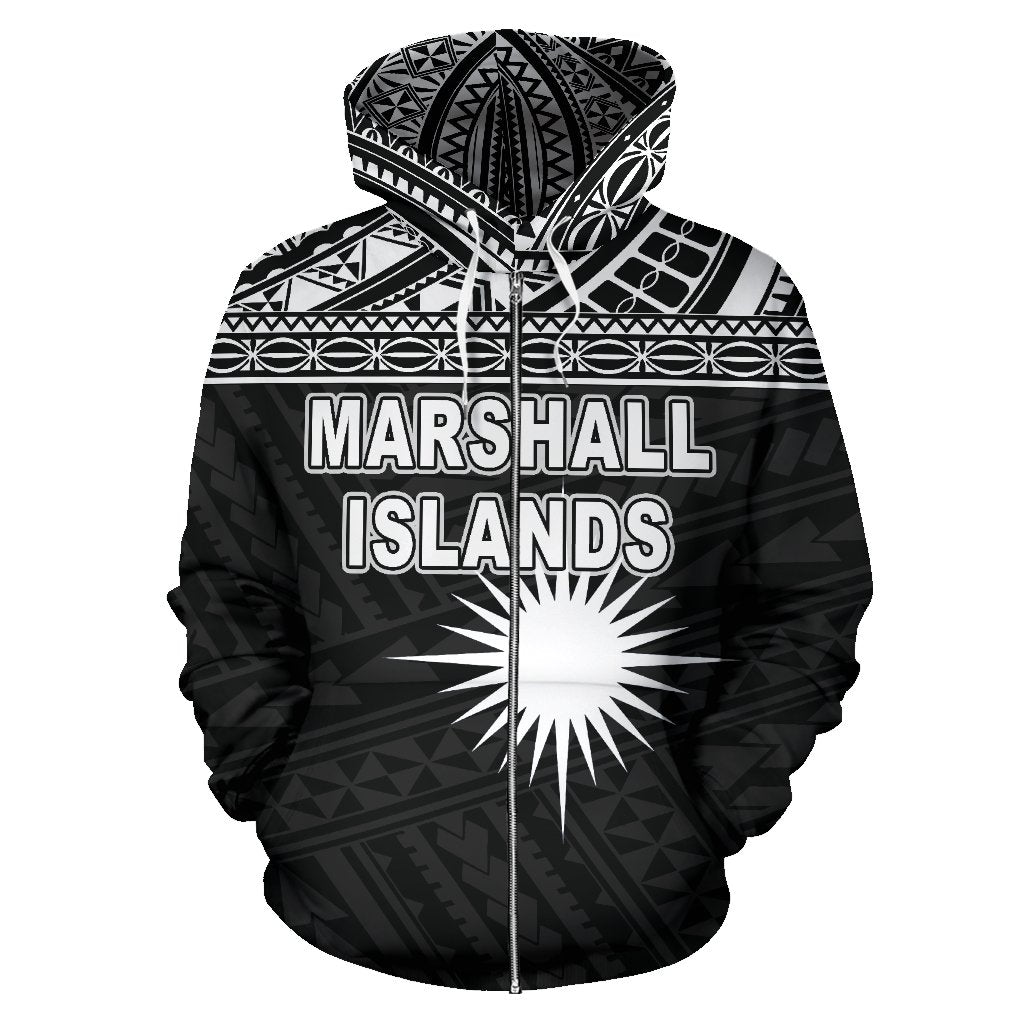 Marshall Islands Polynesian Zip up Hoodie Black - Polynesian Pride