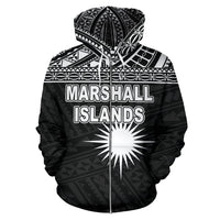 Marshall Islands Polynesian Zip up Hoodie Black - Polynesian Pride
