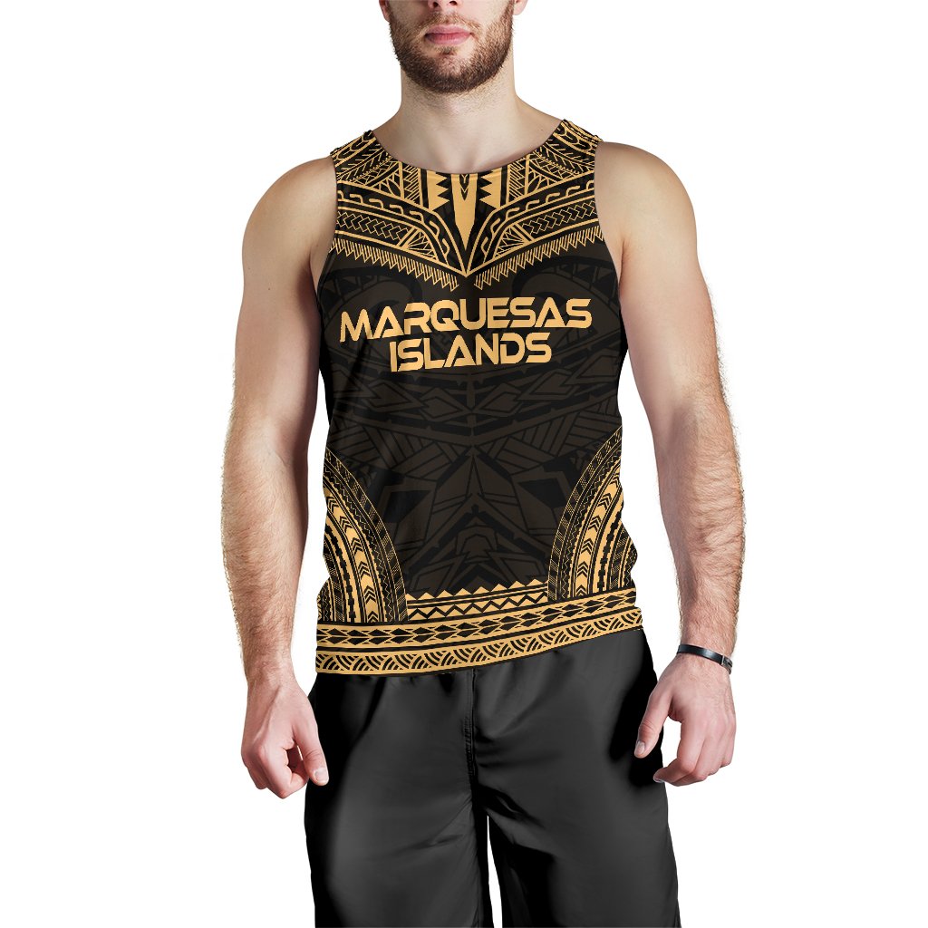 Marquesas Islands Men's Tank Top - Polynesian Chief Gold Version Gold - Polynesian Pride