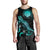 CNMI Polynesian Men Tank Top - Turtle With Blooming Hibiscus Tuquoise - Polynesian Pride