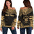 Niue Polynesian Chief Custom Personalised Women's Off Shoulder Sweater - Gold Version Gold - Polynesian Pride