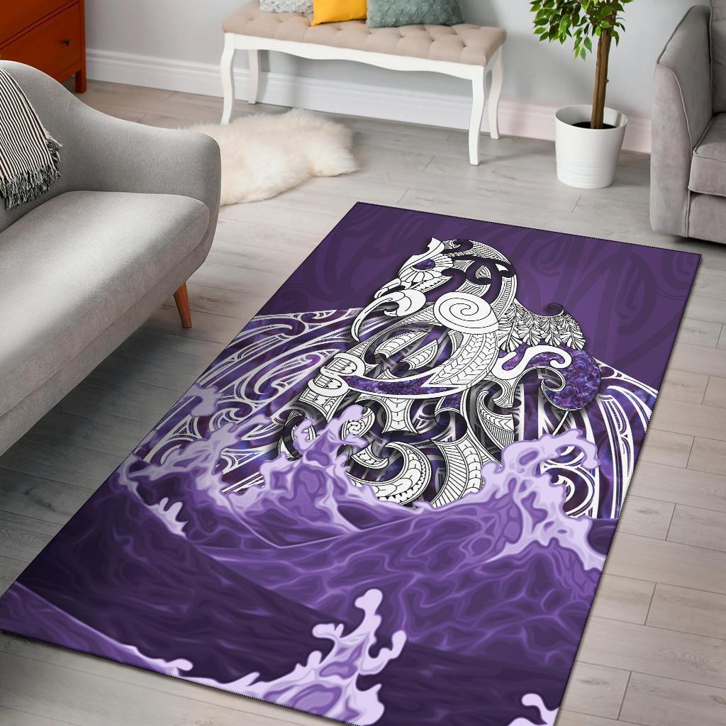 New Zealand Maori Manaia The Blue Sea Area Rug, Purple Purple - Polynesian Pride