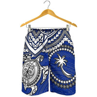 Chuuk Polynesian Short (Men) - White Turtle (Blue) - Polynesian Pride